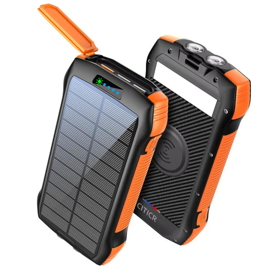 Cargador Solar Portátil 20,000mAh | Impermeable, Linterna y 3 USB